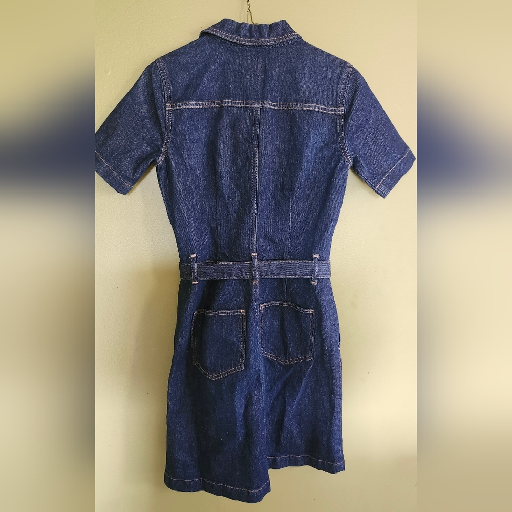 GAP Blue‎ Denim Belted Dress Womens Size 0 - Picture 2 of 4